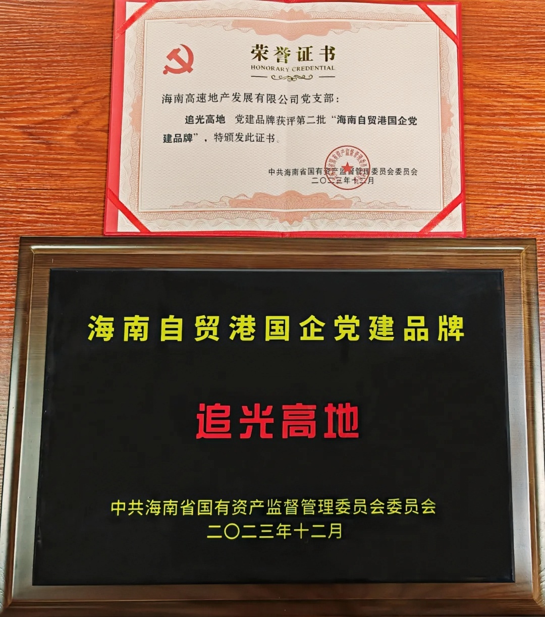 人生就是博地产公司党支部“追光高地”获评第二批海南自贸港国企党建品牌